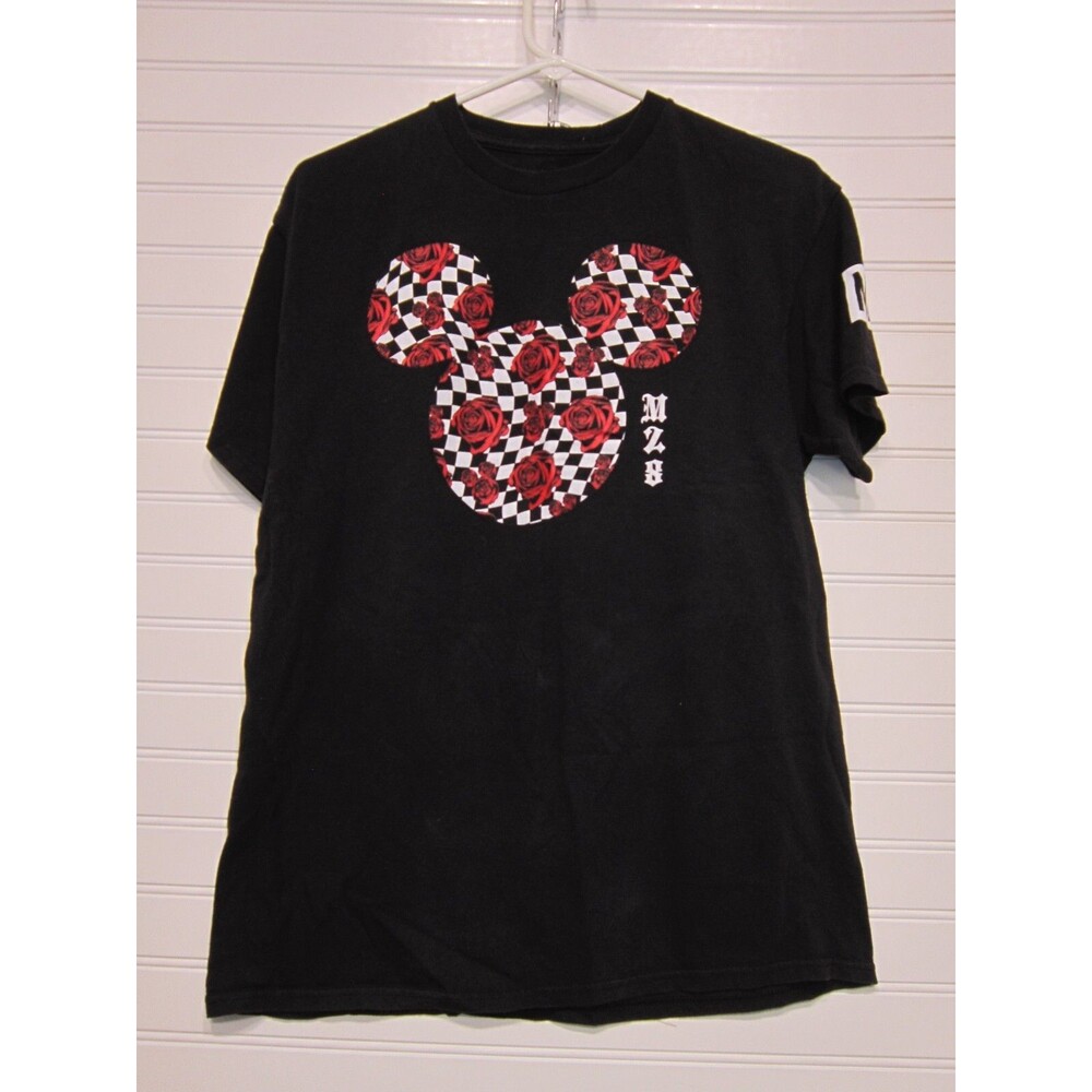 Disney Collection Neff MZ8 Womens Flowered Mickey Mouse Ears Shirt Size M
